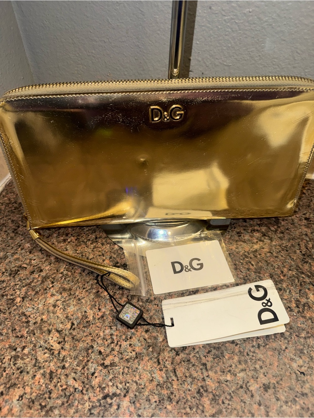 Dolce & Gabbana Metallic Gold Patent Wristlet Clutch - Picture 1 of 9